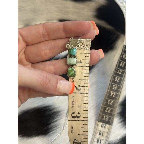 Native American Sterling Silver Multi Sonoran Gold Paloma Turquoise Bar Necklace - Picture 7 of 8